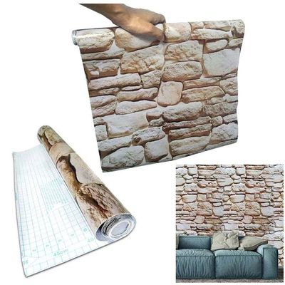 Papel De Parede Kit 6 Unid Autoadesivo Vinilico Pedra Marrom Claro