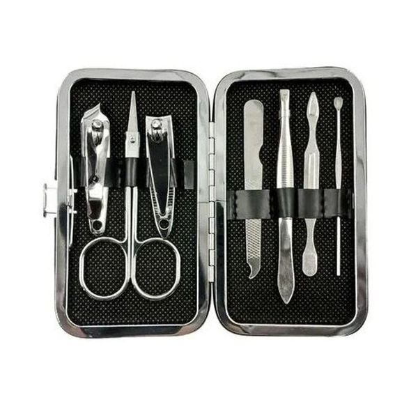 Kit Manicure 7 Peças Em Metal + Estojo