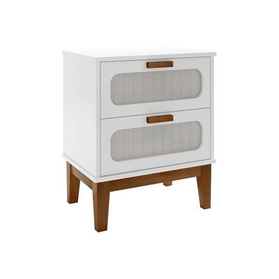 Mesa De Cabeceira Santorini 2 Gavetas 45 Cm Branco - Branco