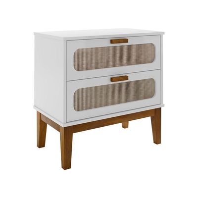 Mesa De Cabeceira Santorini 2 Gavetas 60 Cm Branco - Branco