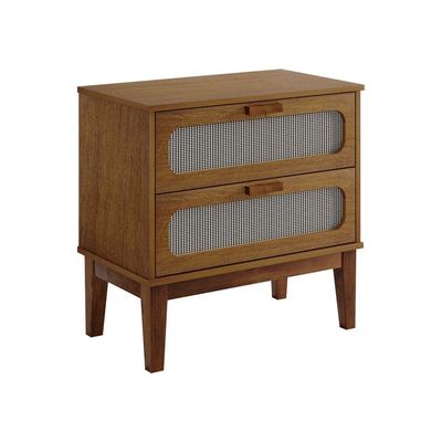 Mesa De Cabeceira Santorini 2 Gavetas 60 Cm Amêndoa - Bege
