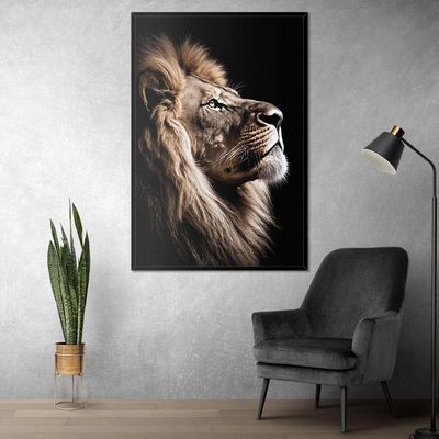 Quadro Decorativo Leão Da Fé Moldura Preta Cx Alta 40x60