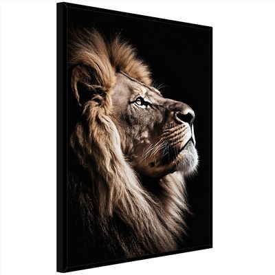 Quadro Decorativo Leão Da Fé Moldura Preta Cx Alta 40x60