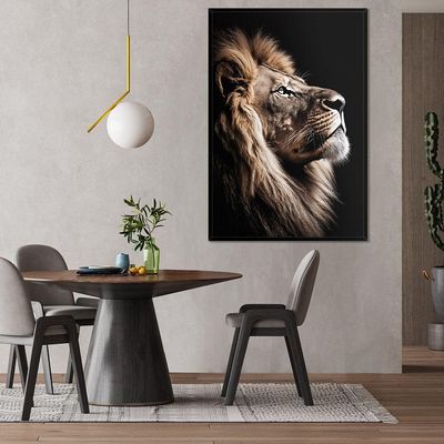 Quadro Decorativo Leão Da Fé Moldura Preta Cx Alta 40x60