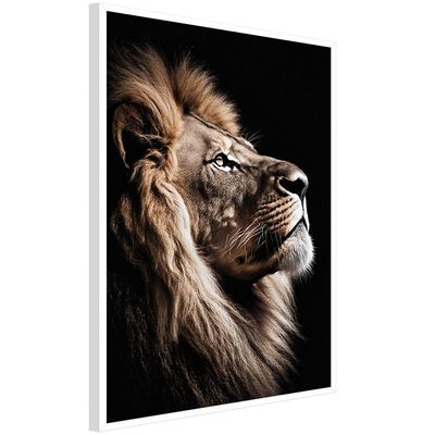 Quadro Decorativo Leão Da Fé Moldura Branca Cx Alta 40x60