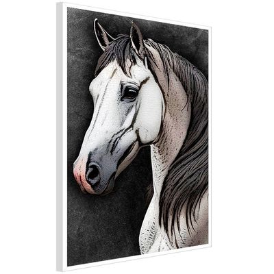 Quadro Decorativo Cavalo Sala Quarto Moldura Cx Alta 100x66 Titulos Moldura Branca