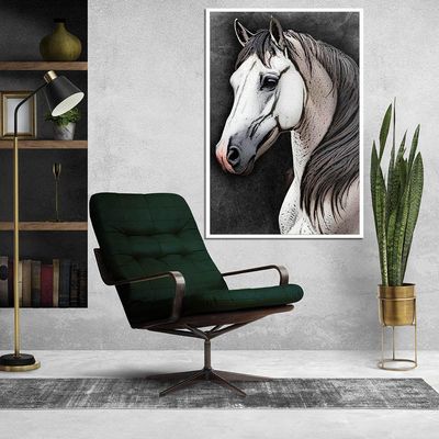 Quadro Decorativo Cavalo Sala Quarto Moldura Cx Alta 100x66 Titulos Moldura Branca