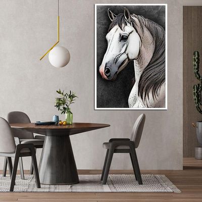 Quadro Decorativo Cavalo Sala Quarto Moldura Cx Alta 100x66 Titulos Moldura Branca