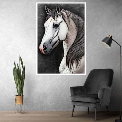 Quadro Decorativo Cavalo Sala Quarto Moldura Cx Alta 100x66 Titulos Moldura Branca