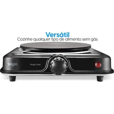 Fogão Elétrico De Mesa 1 Prato 1000W FF01 Single Cook Preto Elgin 220V