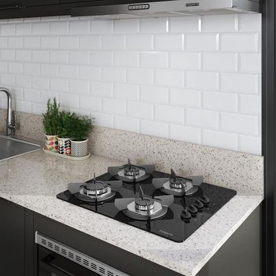 Fogão Cooktop 4 Bocas Mesa Em Vidro Safe Ferro Fundido Fogatti Bivolt
