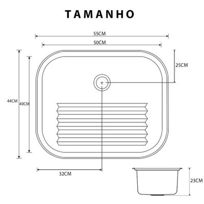 Tanque Lavanderia 30 Litros Aço Inox Lava Esfrega Tanquinho Limpeza Esfregao Lavabo Area Externa
