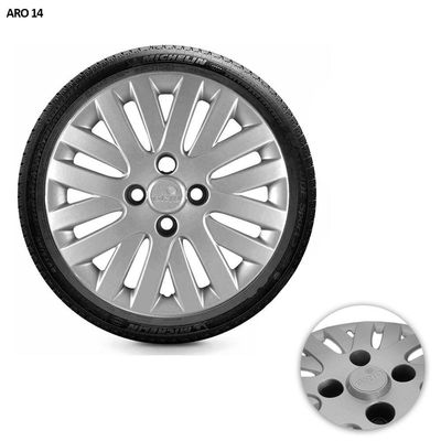 Jogo De Calota Gol Voyage Saveiro G5 2009 A 2011 Aro 14 Cubo Alto Prata
