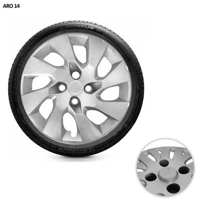 Jogo De Calota Onix Prisma 2014 A 2016 Aro 14 Cubo Alto Prata