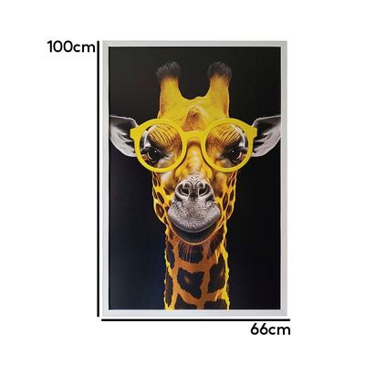 Quadro Decorativo Girafa De óculos Moldura Cx Alta 100x66 Titulos Moldura Branca