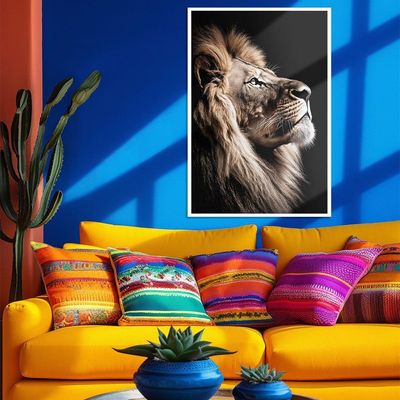 Quadro Decorativo Leão Da Fé Sala Moldura Cx Alta 100x66 Titulos Moldura Branca