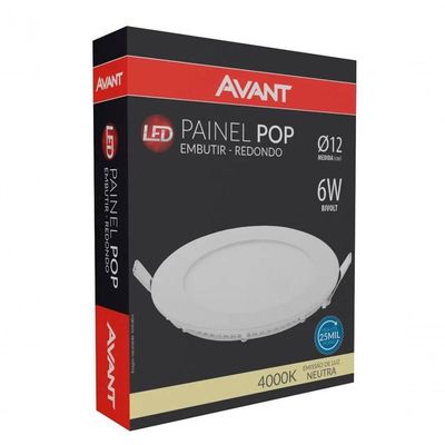 Painel Pop Led Embutir Redondo 12cm Avant 6w 4000k Luz Neutra