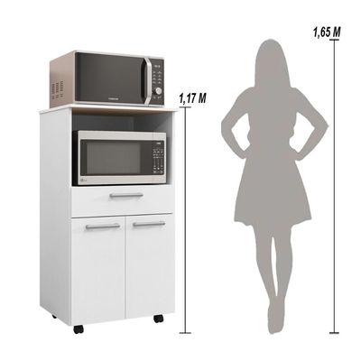 Balcão De Cozinha Duplo Forno 2 Portas E 1 Gaveta Duetto Branco Supremo