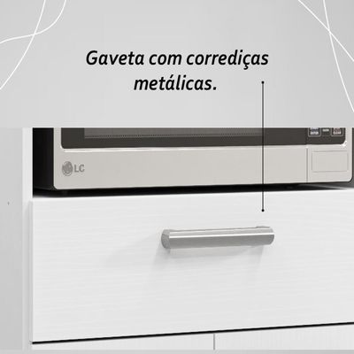 Balcão De Cozinha Duplo Forno 2 Portas E 1 Gaveta Duetto Branco Supremo