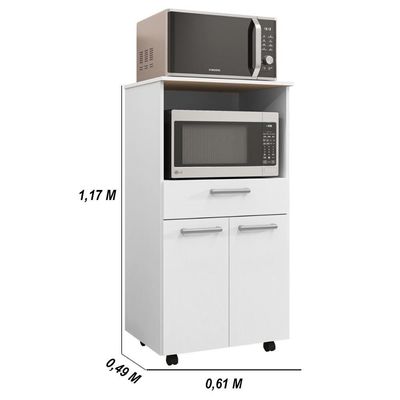 Balcão De Cozinha Duplo Forno 2 Portas E 1 Gaveta Duetto Branco Supremo
