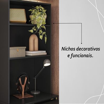 Armário Escrivaninha 2 Portas Com Mesa Retrátil Duo Preto