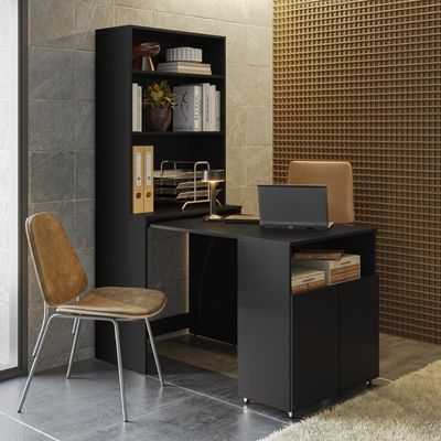 Armário Escrivaninha 2 Portas Com Mesa Retrátil Duo Preto