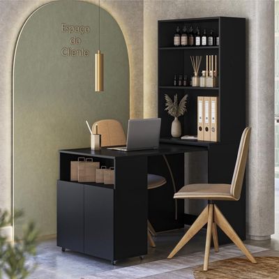 Armário Escrivaninha 2 Portas Com Mesa Retrátil Duo Preto