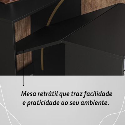 Armário Escrivaninha 2 Portas Com Mesa Retrátil Duo Preto