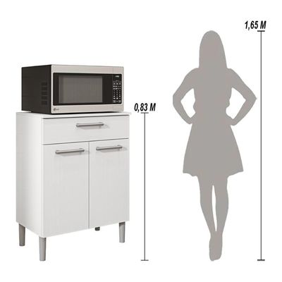 Balcão De Cozinha Com Tampo 2 Portas E 1 Gaveta Diamante Branco Supremo