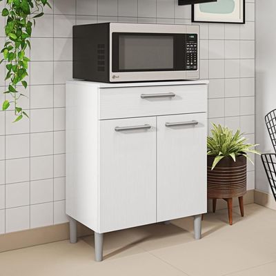 Balcão De Cozinha Com Tampo 2 Portas E 1 Gaveta Diamante Branco Supremo