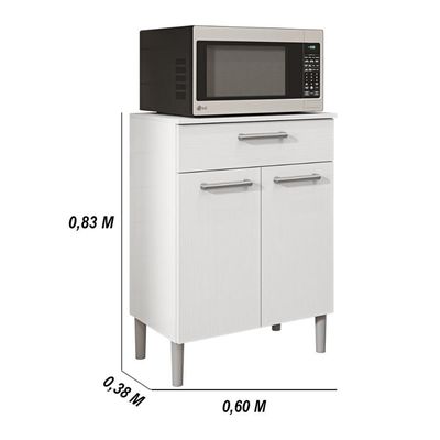 Balcão De Cozinha Com Tampo 2 Portas E 1 Gaveta Diamante Branco Supremo