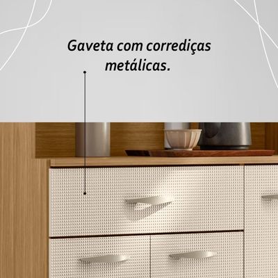 Armário De Cozinha Compacta Mdf 6 Portas Golden Plus Freijó Soft