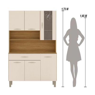 Armário De Cozinha Compacta Mdf 6 Portas Golden Plus Freijó Soft