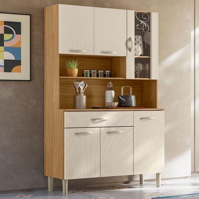 Armário De Cozinha Compacta Mdf 6 Portas Golden Plus Freijó Soft