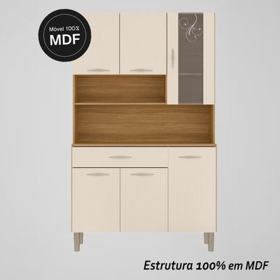 Armário De Cozinha Compacta Mdf 6 Portas Golden Plus Freijó Soft