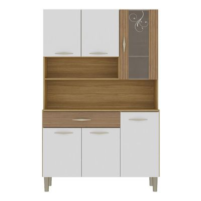 Armário De Cozinha Compacta Mdf 6 Portas Golden Plus Freijó Supremo Com Ripado