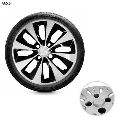 Jogo De Calota Gol Voyage G5 G6 2013 Aro 14 Cubo Baixo Preto E Prata