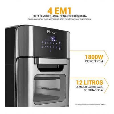 Fritadeira Air Fryer Oven Philco PFR2250V 4 Em 1 12L 1800W Preto 110V