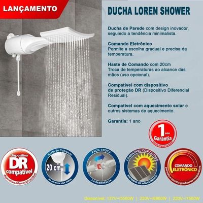 Chuveiro Loren Shower Ultra Eletrônica 220v/7500w Lorenzetti