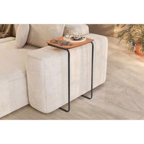Mesa De Apoio Slim Castanho Em Metal Preto