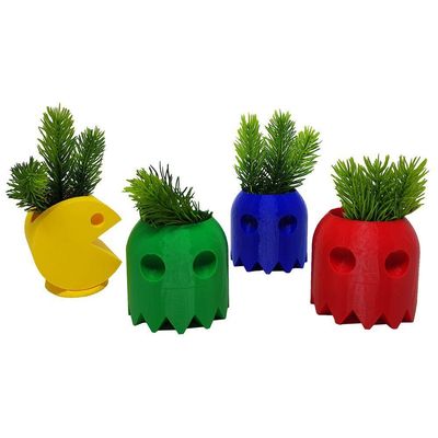 Conjunto De Vasos Pac Man Decor Enfeite Suculentas 3d