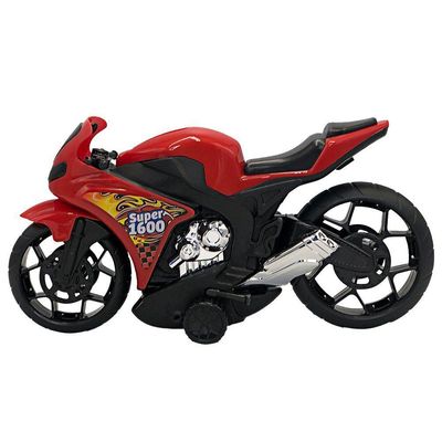 Super Moto 1600 Esportiva Com Rodas Com Fricção - Vermelho