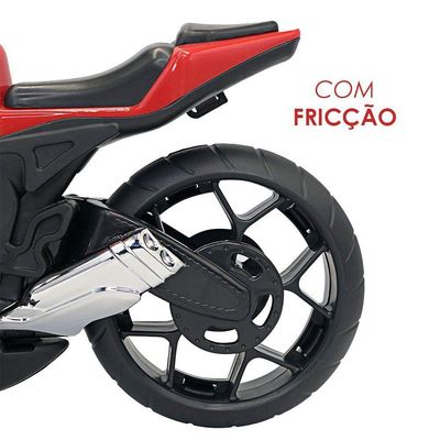 Super Moto 1600 Esportiva Com Rodas Com Fricção - Vermelho