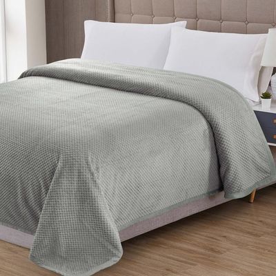Cobertor Queen Popcorn Manta Flannel Extra Macia - Cinza