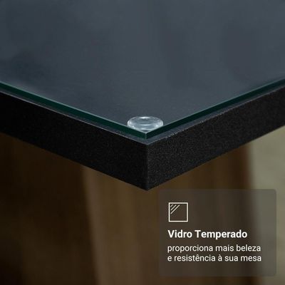 Conjunto Sala De Jantar Mesa Tampo De Vidro 4 Cadeiras Preto Rustic Martina Madesa