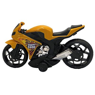 Super Moto 1600 Esportiva Com Rodas Com Fricção - Amarelo