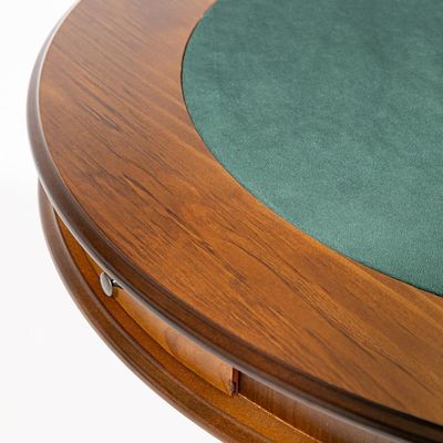 Mesa De Jogos Redonda Tampo Reversível Gavetas E Porta Copos 140cm M04 Imbuia - Lyam Decor