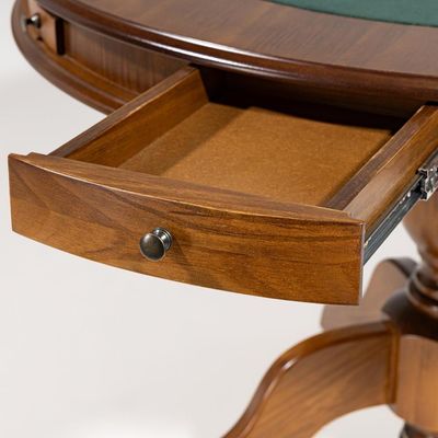 Mesa De Jogos Redonda Tampo Reversível Gavetas E Porta Copos 140cm M04 Imbuia - Lyam Decor