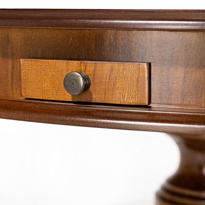 Mesa De Jogos Redonda Tampo Reversível Gavetas E Porta Copos 140cm M04 Imbuia - Lyam Decor