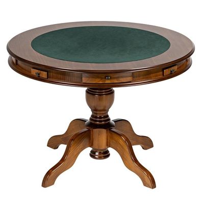 Mesa De Jogos Redonda Tampo Reversível Gavetas E Porta Copos 140cm M04 Imbuia - Lyam Decor